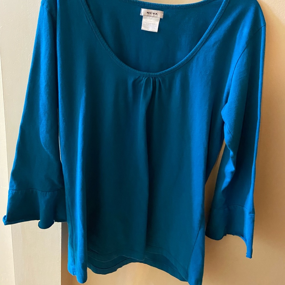 Neva turquoise flare sleeve long blouse fits as medium